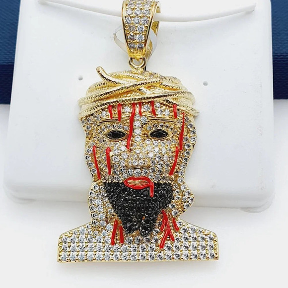 "14K Gold Plated Cubic Zircon Pendant, EVBRS526 - Picture 1 of 10